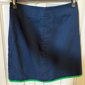 J. Crew Dark Blue Mini Skirt with Bright Green Edge